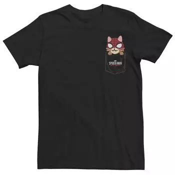 Мужская футболка с искусственным карманом Marvel Spider-Man: Miles Morales Spider-Cat Licensed Character