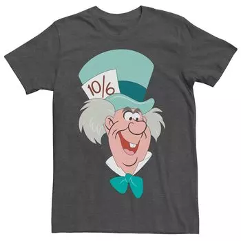 Мужская футболка с изображением большого лица Disney's Alice In Wonderland Mad Hatter Licensed Character