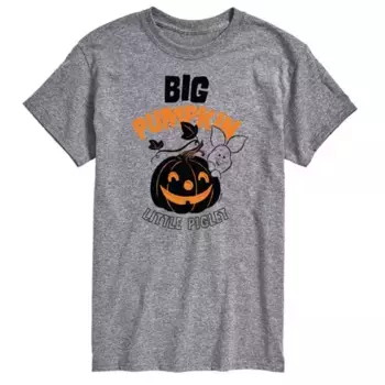 Мужская футболка с изображением большой тыквы и маленького поросёнка Винни-Пуха Disney, серый