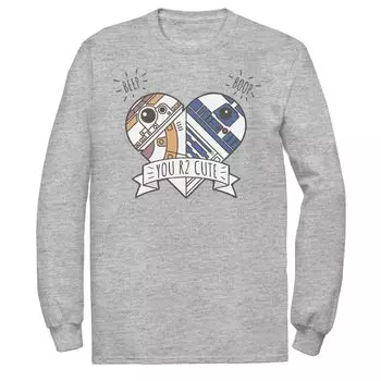 Мужская футболка с изображением дроидов в форме сердца «Звездные войны» ко Дню святого Валентина «You R2 Cute» Star Wars