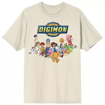 Мужская футболка с изображением главных героев Digimon Licensed Character, цвет Beig Khaki