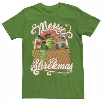 Мужская футболка с изображением группы «Шрек» Merry Shrekmas Present и текстовым плакатом Licensed Character
