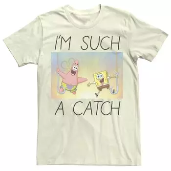 Мужская футболка с изображением Губки Боба I’m such a Catch с портретом Licensed Character