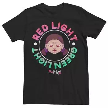 Мужская футболка с изображением кальмара "Red Light Green Light" Game Circle Portrait Logo Licensed Character