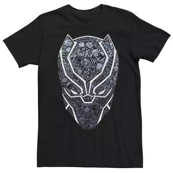 Мужская футболка с изображением маски Marvel Black Panther Icon Build Up Fill Licensed Character
