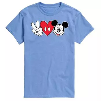 Мужская футболка с изображением Микки Мауса Disney's Peace Love Mickey Licensed Character
