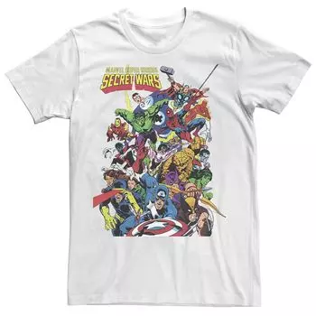Мужская футболка с изображением персонажа-коллажа и портрета Marvel Secret Wars, белый