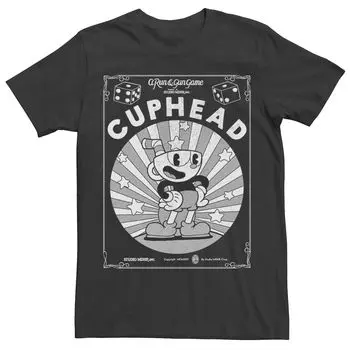 Мужская футболка с изображением плаката и плаката Cuphead Licensed Character