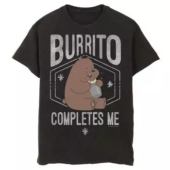 Мужская футболка с изображением портрета Cartoon Network We Bare Bears Burrito Completes Me, Black Licensed Character, черный
