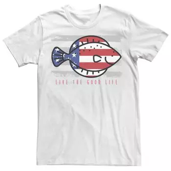Мужская футболка с изображением рыбы Live The Good Life с американским флагом Licensed Character