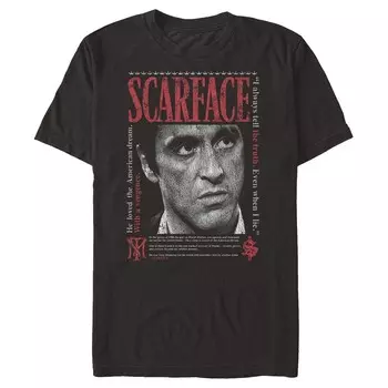 Мужская футболка с изображением Scarface He Loved The American Dream Licensed Character, черный