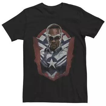Мужская футболка с изображением щита и портрета Капитана Америки Marvel «Сокол и Зимний солдат» Licensed Character