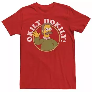 Мужская футболка с изображением Симпсонов Неда Фландерса Okily Dokily Circle Licensed Character