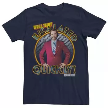 Мужская футболка с изображением телеведущего Ron Burgundy Escalated Quickly Circle и портретом Licensed Character