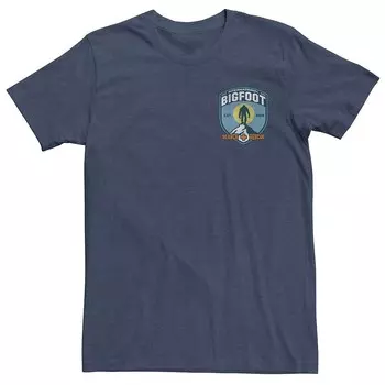 Мужская футболка с изображением значка Bigfoot Rescue на левой груди Licensed Character, цвет Navy Heather