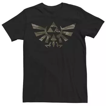 Мужская футболка с камуфляжным контуром Nintendo Zelda Hyrule Crest Triforce Licensed Character