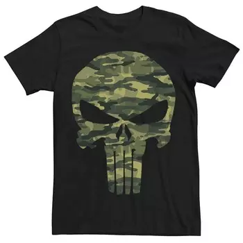 Мужская футболка с камуфляжным принтом и символом черепа Marvel Punisher Licensed Character, черный