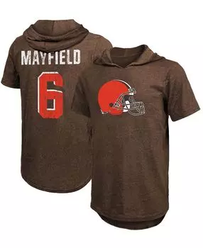 Мужская футболка с капюшоном baker mayfield brown cleveland browns с именем и номером игрока tri-blend Fanatics, коричневый