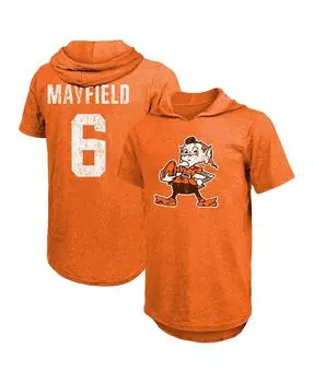 Мужская футболка с капюшоном baker mayfield orange cleveland browns с именем и номером игрока tri-blend Fanatics