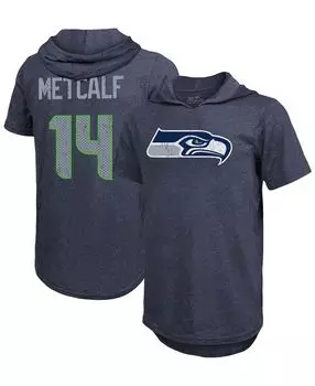 Мужская футболка с капюшоном dk metcalf college navy seattle seahawks с именем и номером tri-blend Fanatics, синий