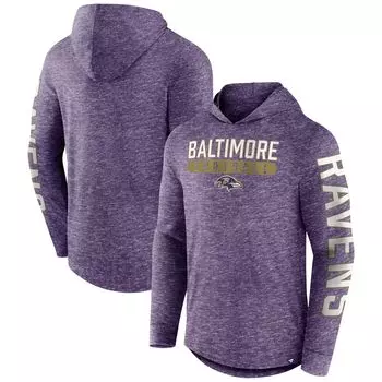 Мужская футболка с капюшоном и длинными рукавами с фирменным логотипом Heather Purple Baltimore Ravens Pill Stack Fanatics