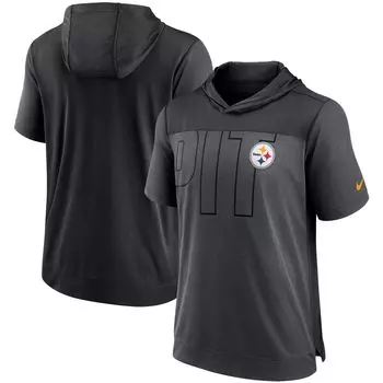 Мужская футболка с капюшоном Nike Heathered Charcoal/Black Pittsburgh Steelers Performance