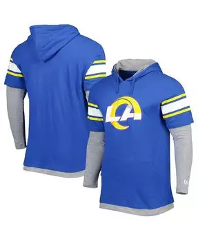 Мужская футболка с капюшоном Royal Los Angeles Rams с длинным рукавом New Era, синий