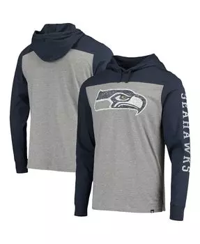 Мужская футболка с капюшоном с длинным рукавом seattle seahawks franklin wooster с меланжевым серым и синим принтом '47 Brand, мульти