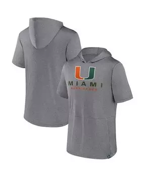 Мужская футболка с капюшоном с логотипом Heather Grey Miami Hurricanes Modern Stack Fanatics, серый