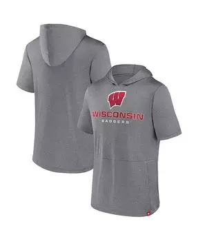 Мужская футболка с капюшоном с логотипом Heather Grey Wisconsin Badgers Modern Stack Fanatics, серый