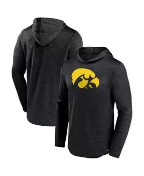 Мужская футболка с капюшоном с логотипом Heather Black Iowa Hawkeyes Transitional Fanatics, черный