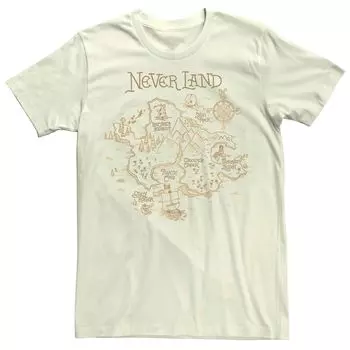 Мужская футболка с картой и компасом «Питер Пэн Никогда не приземляется» Disney