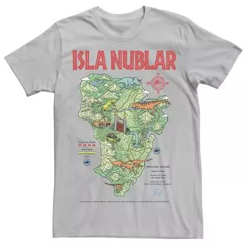 Мужская футболка с картой «Парк Юрского периода» Islas Nublar Landmark Map Licensed Character