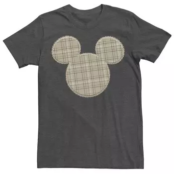 Мужская футболка с клетчатой нашивкой Disney's Mickey & Friends Mickey, цвет Charcoal Heather