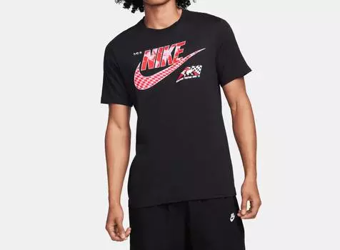 Мужская футболка с клетчатым флагом черного цвета Nike