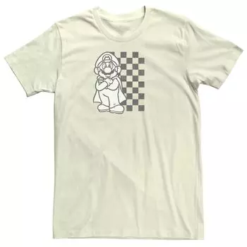 Мужская футболка с клетчатым фоном и портретом Nintendo Mario Kart Licensed Character