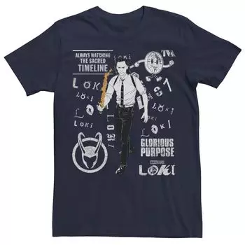Мужская футболка с коллажем и штампом Marvel Loki Glorious Purpose Licensed Character