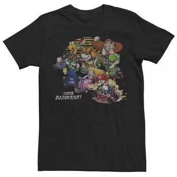 Мужская футболка с коллажем персонажей Nintendo Super Mario Kart Licensed Character