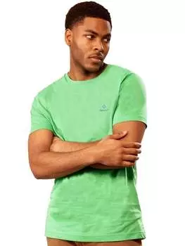 Мужская футболка с контрастным логотипом на круглом вырезе Gant, зеленый