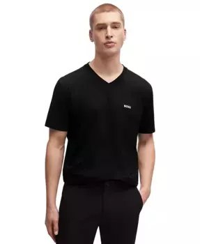 Мужская футболка с контрастным логотипом Regular-Fit Hugo Boss, черный