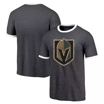 Мужская футболка с контрастными нитями из трехцветной ткани Vegas Golden Knights Ringer Black Majestic