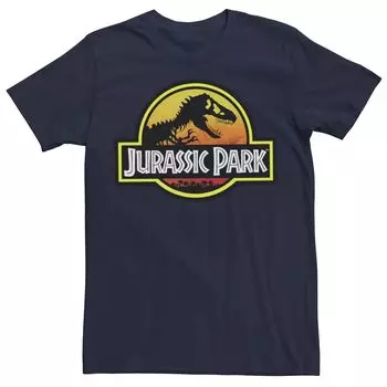 Мужская футболка с контурным логотипом «юрского периода» и закатом, Синяя Licensed Character, синий
