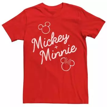 Мужская футболка с контуром Disney Mickey Plus Minnie Mouse Licensed Character, красный