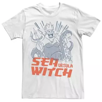 Мужская футболка с контуром Злодеи Урсула Морская Ведьма Disney, белый