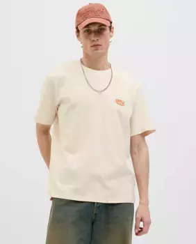 Мужская футболка с коротким рукавом, боковым принтом и принтом на спине Jack & Jones, кремовый