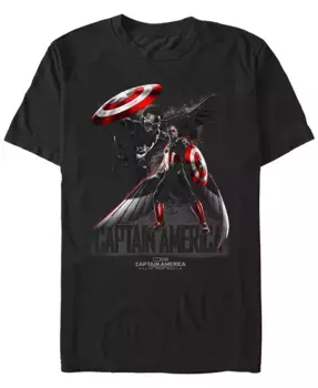 Мужская футболка с коротким рукавом Captain America Brave Pose Marvel, черный