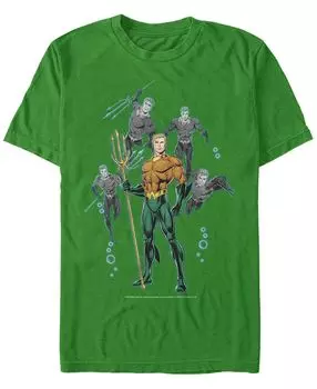 Мужская футболка с коротким рукавом dc aquaman multi action portraits Fifth Sun, изумрудный