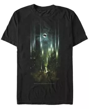 Мужская футболка с коротким рукавом dc batman city bat logo spotlight Fifth Sun, черный