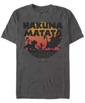 Мужская футболка с коротким рукавом Disney "Король Лев" Hakuna Matata, силуэт на фоне заката Fifth Sun, серый