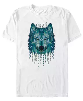 Мужская футболка с коротким рукавом Geometric Wolf Design By Humans, белый